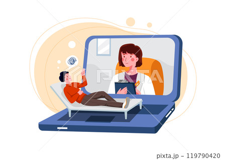 Online Doctor Consultation Illustrations Online Doctor Consultation Illustrations 119790420