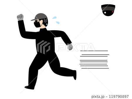 防犯カメラに気づいて、焦って逃げる男性 119790897