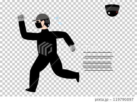 防犯カメラに気づいて、焦って逃げる男性 119790897