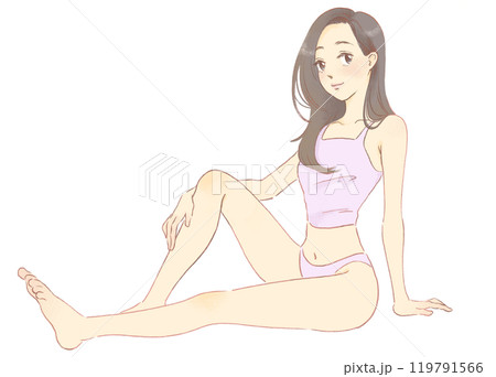 スタイルの良い女性のイラスト　全身 119791566