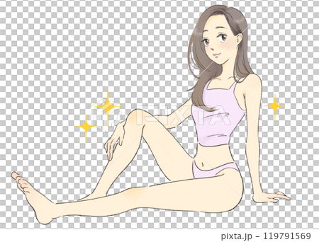 スタイルの良い女性のイラスト　全身 119791569