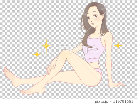 スタイルの良い女性のイラスト　全身 119791583