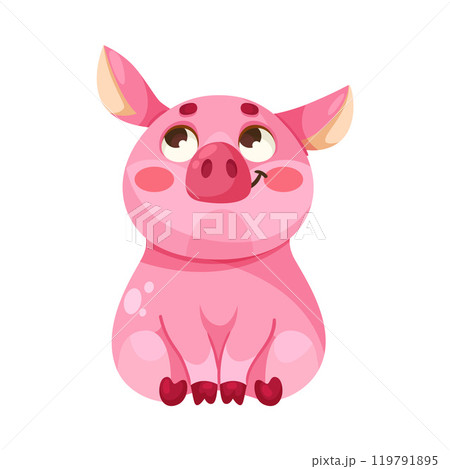 Pink Piglet Character in Sitting Pose Vector Illustration Pink Piglet Character in Sitting Pose Vector Illustration 119791895