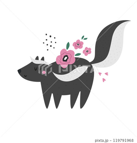 Adorable Vector Skunk. Cute Woodland Wildlife Illustration for Design and Art 119791968