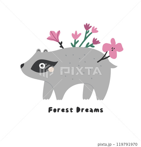 Adorable Vector Badger. Cute Woodland Wildlife Illustration for Design and Art 119791970
