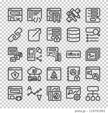 與主頁製作和管理相關的圖標集 119791991