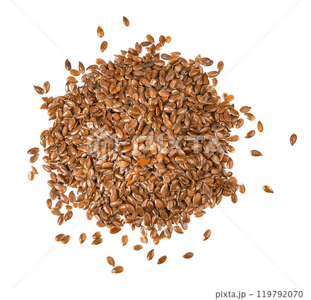 Concept of healthy food. Flax seeds isolated on white background. Top view Concept of healthy food. Flax seeds isolated on white background. Top view 119792070