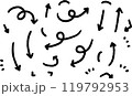 ベクターのペンの手書きの矢印セット 白黒 119792953