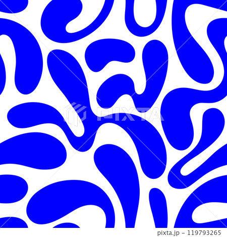 Seamless pattern with abstract silhouette organic shapes. Flat background in minimalist boho style. Wavy liquid distorted shapes 119793265