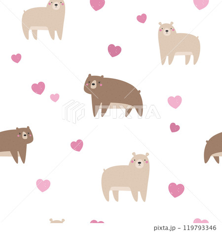 Cute Woodland Animal Seamless Pattern. Adorable Vector Forest Fox for Designs and Crafts Cute Woodland Animal Seamless Pattern. Adorable Vector Forest Fox for Designs and Crafts 119793346