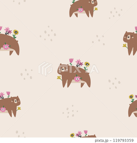 Cute Woodland Animal Seamless Pattern. Adorable Vector Forest Fox for Designs and Crafts 119793359