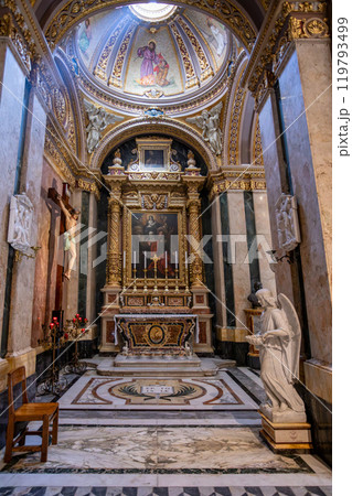 St. George's Basilica rises above Victoria, Gozo 119793499