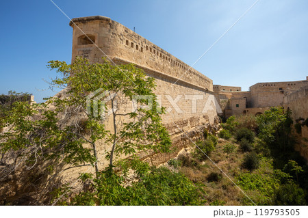 Fort Saint Elmo guarding the entrance to Valletta's harbors, Valletta Malta 119793505