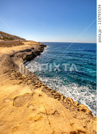 Tilt Rock Il Dwejra Bay, Gozo island Malta. 119793534