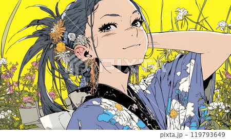 和服姿の女性