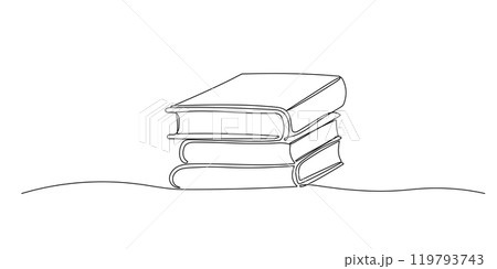 Books one continuous line illustration. Hand drawn sketch 119793743