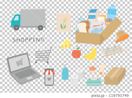 與網路超市相關的手繪插畫集（彩色/無主線） 119793749