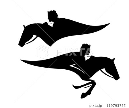 black vector silhouette portrait of fairy tale prince riding jumping horse black vector silhouette portrait of fairy tale prince riding jumping horse 119793755