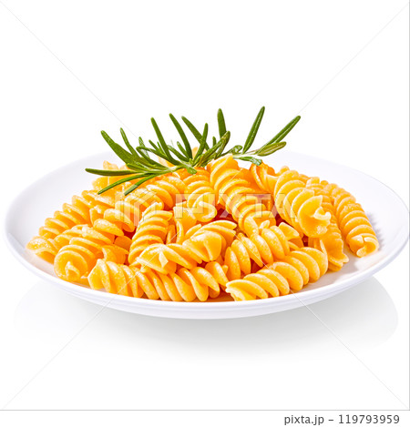Freshly Cooked Pasta with Rosemary Garnish 119793959