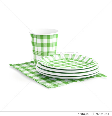 Green Checkered Tableware for Outdoor Dining 119793963