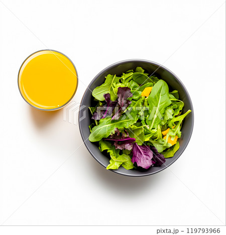 Fresh Salad with Juice on White Background 119793966