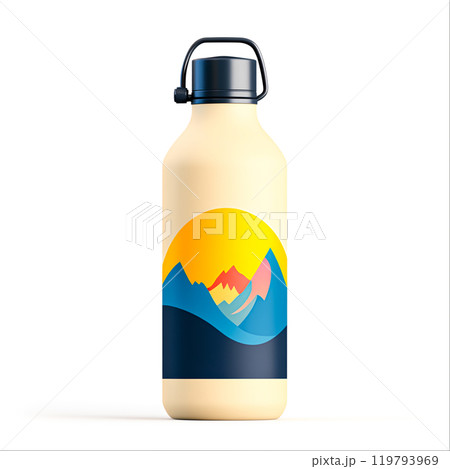 Vibrant Mountain Scene on Water Bottle Design Vibrant Mountain Scene on Water Bottle Design 119793969