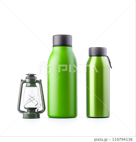 Green Bottles and Lantern for Outdoor Adventure 119794136