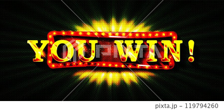 Win golden text with glitter, 119794260