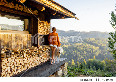 Mountain Porch with Dog Mountain Porch with Dog 119794686