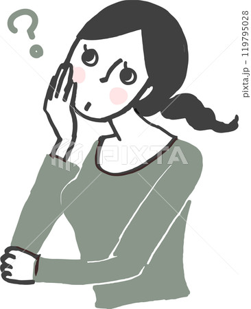 疑問を感じる女性。クエスチョンマーク。 119795028