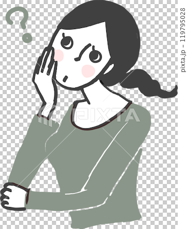 疑問を感じる女性。クエスチョンマーク。 119795028