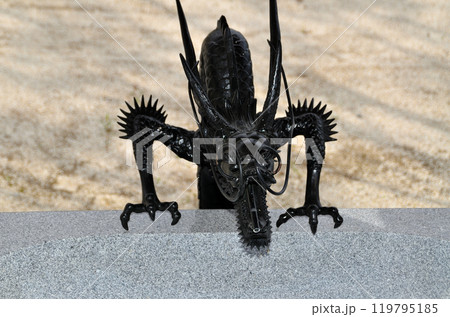 埼玉県行田市下中条　美しい治子神社　手水舎の龍 119795185