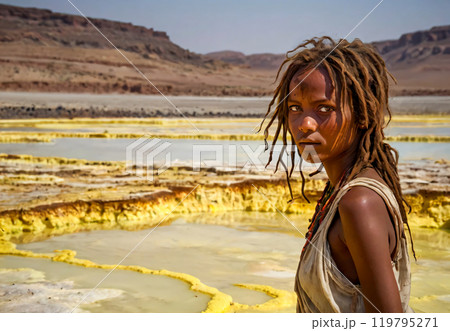 Children in the desert 119795271