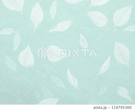 和紙のテクスチャのイメージ素材 葉っぱ模様 水色 和紙のテクスチャのイメージ素材 葉っぱ模様 水色 119795360