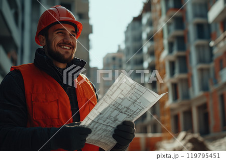 Portrait of a smiling male engineer in hardhat 119795451