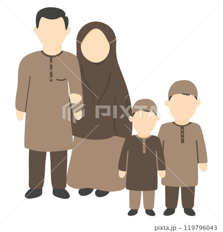 a happy little muslim family a happy little muslim family 119796043