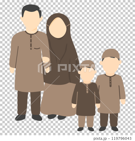 a happy little muslim family a happy little muslim family 119796043