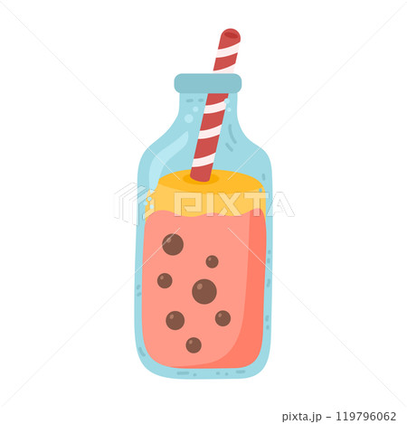 Taiwan ice milk chocolate or coffee with boba tapioca pearls 119796062