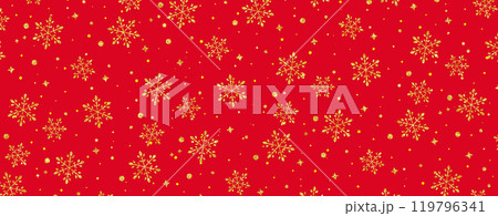クリスマス背景　雪の結晶　横長 119796341