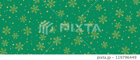 クリスマス背景　雪の結晶　横長 119796449