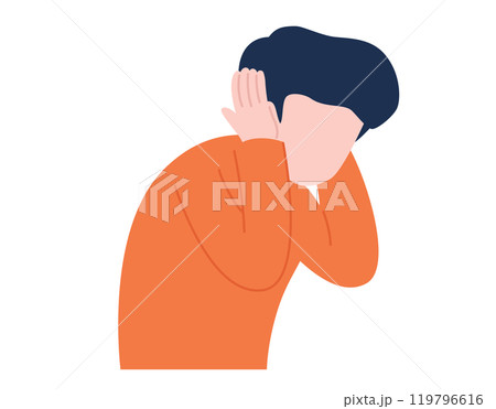 頭を抱えて苦痛に耐える男性のイラスト 119796616