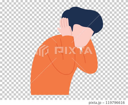 頭を抱えて苦痛に耐える男性のイラスト 119796616