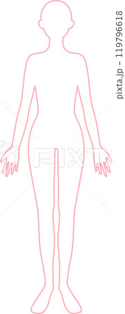 女性　線画　全身 119796618