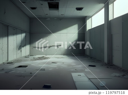 Abandoned buildings were flooded. 119797518