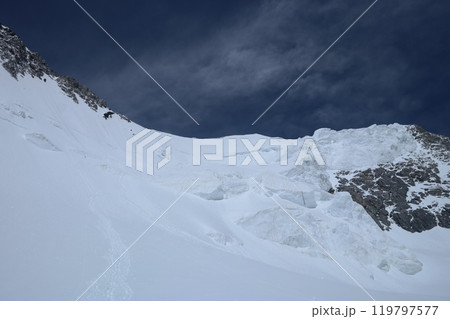 Tranquil Lake With Lush Green Forest, Snow-Capped Mountain, Blue Sky And White Clouds Tranquil Lake With Lush Green Forest, Snow-Capped Mountain, Blue Sky And White Clouds 119797577