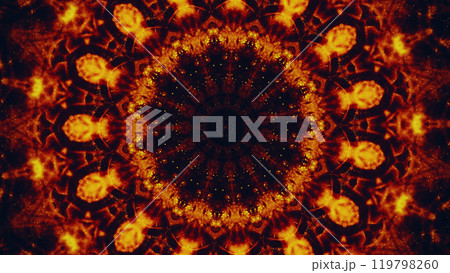 Intricate fiery kaleidoscopic design with vibrant orange red colors symmetry hypnotic art illustration abstract background. Intricate fiery kaleidoscopic design with vibrant orange red colors symmetry hypnotic art illustration abstract background. 119798260