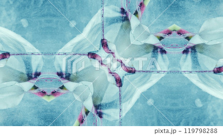 Symmetrical pattern textured blue pink elements visual fractal effect art illustration abstract background. 119798288