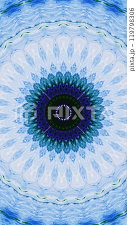 Detailed vibrant blue kaleidoscopic mandala pattern with mesmerizing circular design art illustration abstract background. Detailed vibrant blue kaleidoscopic mandala pattern with mesmerizing circular design art illustration abstract background. 119798306