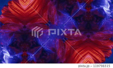 Fantasy kaleidoscope art dynamic paint floral petal shapes in red blue colors illustration abstract background. Fantasy kaleidoscope art dynamic paint floral petal shapes in red blue colors illustration abstract background. 119798315
