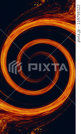 Fiery spiral cosmic vibes dynamic captivating hypnotic fire flame swirl on black art illustration abstract background. Fiery spiral cosmic vibes dynamic captivating hypnotic fire flame swirl on black art illustration abstract background. 119798322